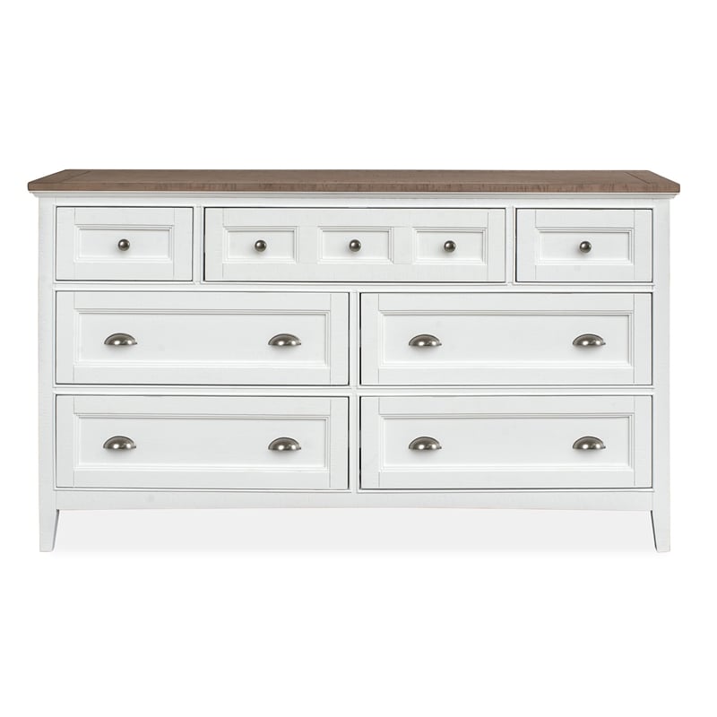 Magnussen Home Heron Cove Chalk White/Dovetail Grey 2 Tone 7-Drawers Dresser