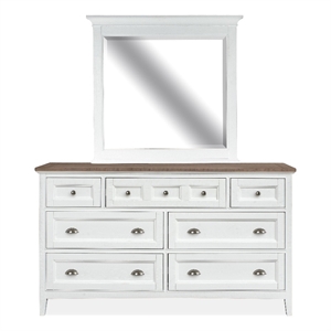 Magnussen Home Heron Cove 2 Tone Drawer Dresser with Landscape Mirror