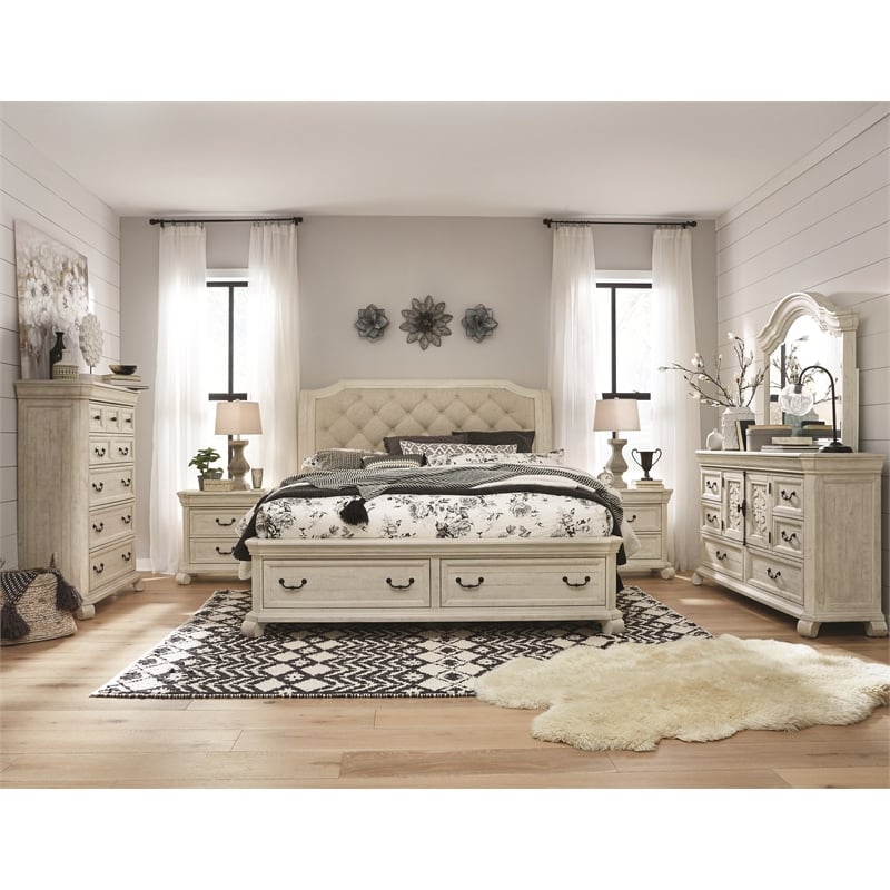 Magnussen Home Bronwyn Alabaster Drawer Dresser With Shaped Mirror