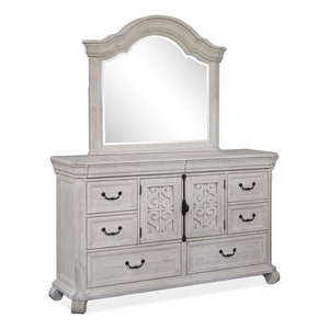 Magnussen Home Bronwyn Alabaster Drawer Dresser With Shaped Mirror