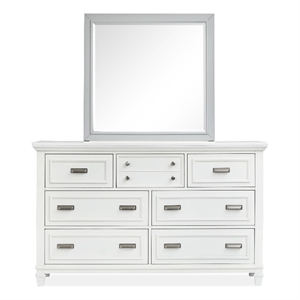 Magnussen Home Charleston White Drawer Dresser With Grey Mirror