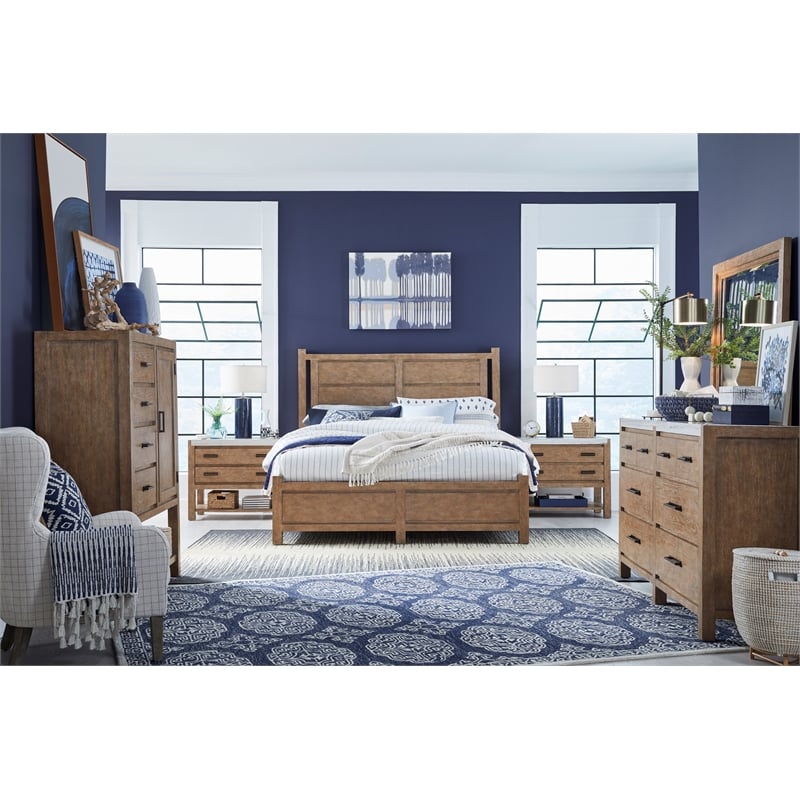 Magnussen Home Plum Creek Sierra Brown Drawer Dresser With Landscape Mirror