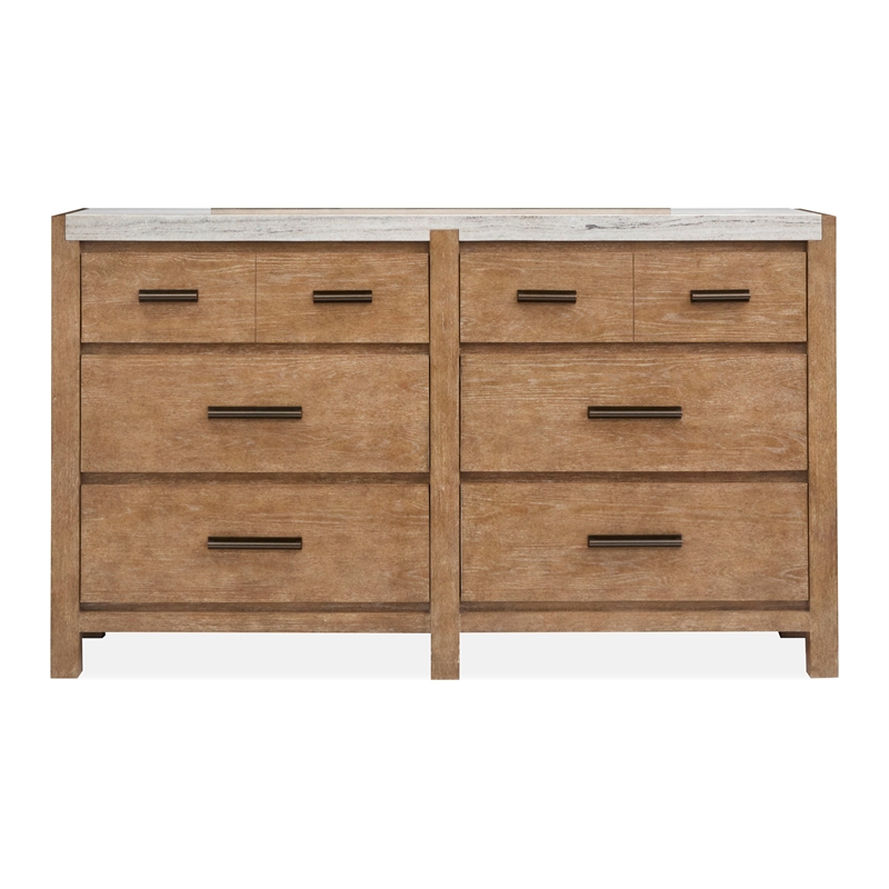 Magnussen Home Plum Creek Sierra Brown Drawer Dresser With Landscape Mirror