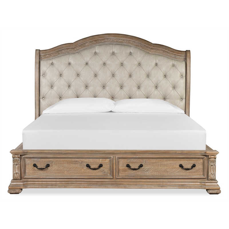 Magnussen Home Marisol Fawn Queen Upholstered Sleigh Storage Bed