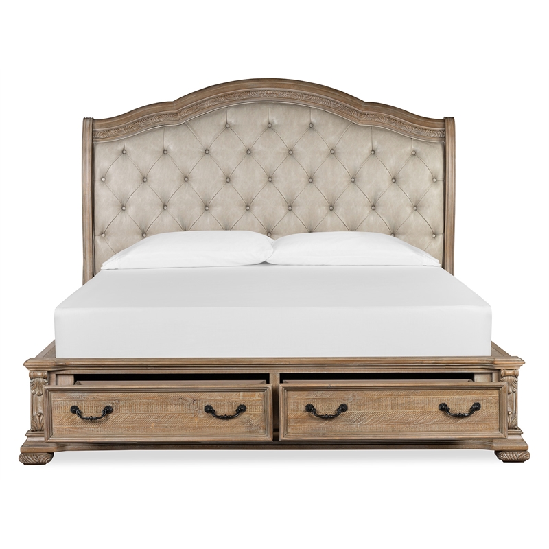 Magnussen Home Marisol Fawn Queen Upholstered Sleigh Storage Bed