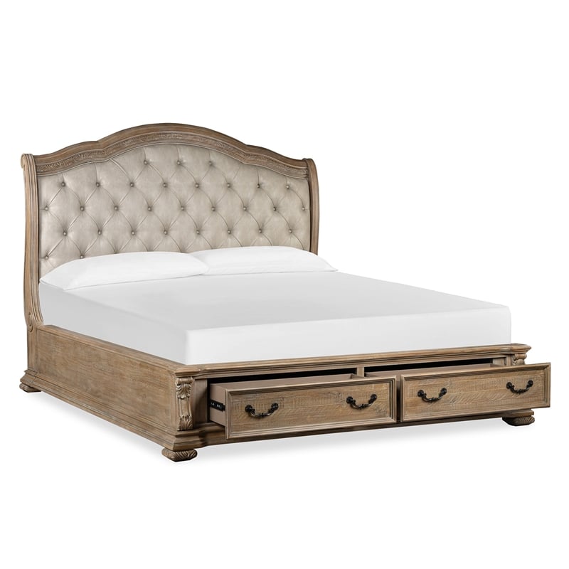 Magnussen Home Marisol Fawn California King Upholstered Sleigh Storage Bed