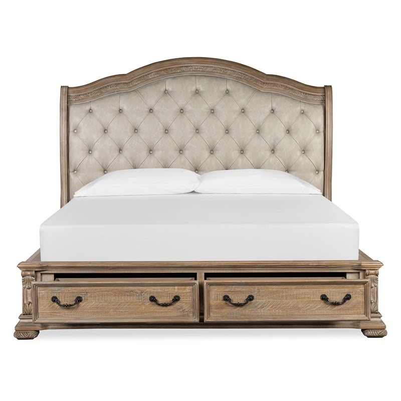 Magnussen Home Marisol Fawn California King Upholstered Sleigh Storage Bed