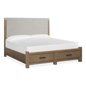 Magnussen Home Plum Creek Sierra Brown King Upholstered Panel Storage Bed