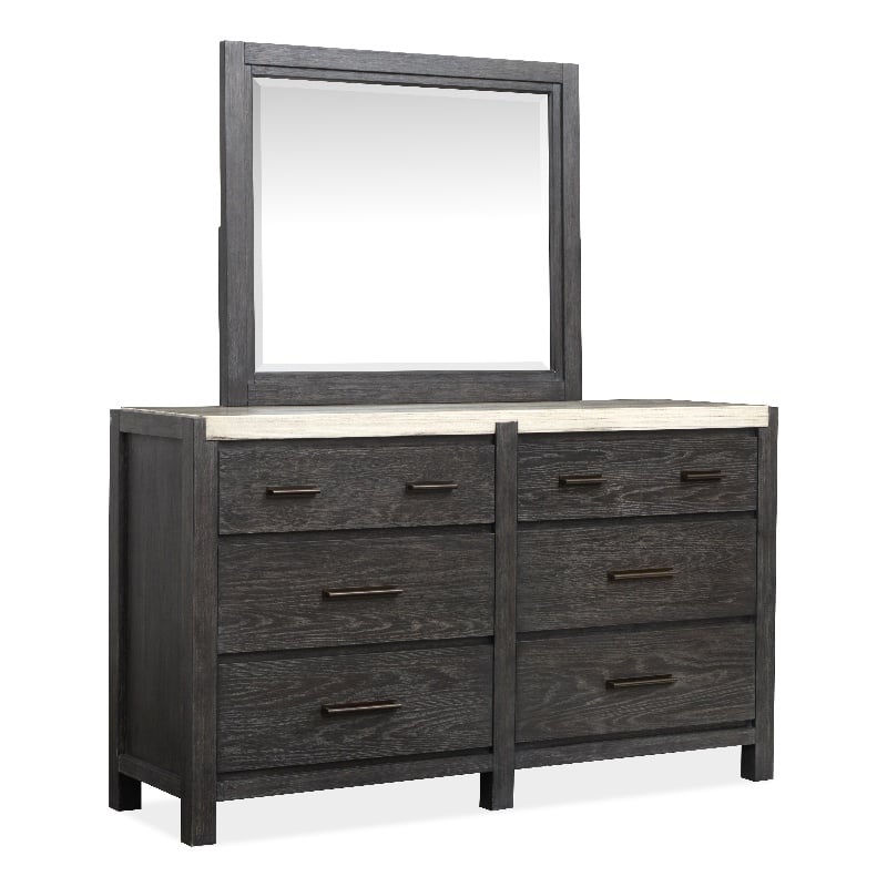 Magnussen Home Plum Creek Ravenwood Black Drawer Dresser With Landscape Mirror