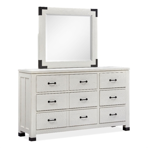 Magnussen Home Harper Springs Silo White Drawer Dresser With Landscape Mirror