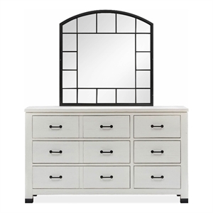 Magnussen Home Harper Springs Silo White Drawer Dresser With Shaped Mirror