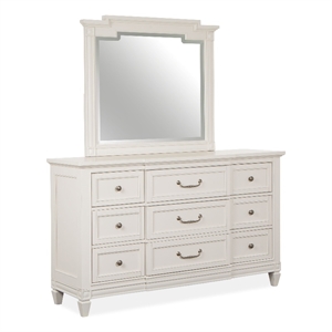 Magnussen Home Willowbrook Egg Shell White Drawer Dresser With Landscape Mirror