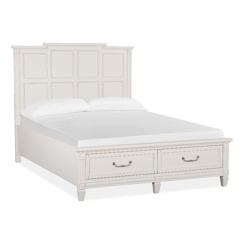 Magnussen Home Willowbrook Egg Shell White Queen Panel Storage Bed