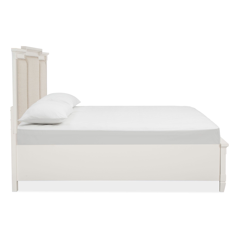 Magnussen Home Willowbrook Egg Shell White Queen Panel Upholstered Storage Bed