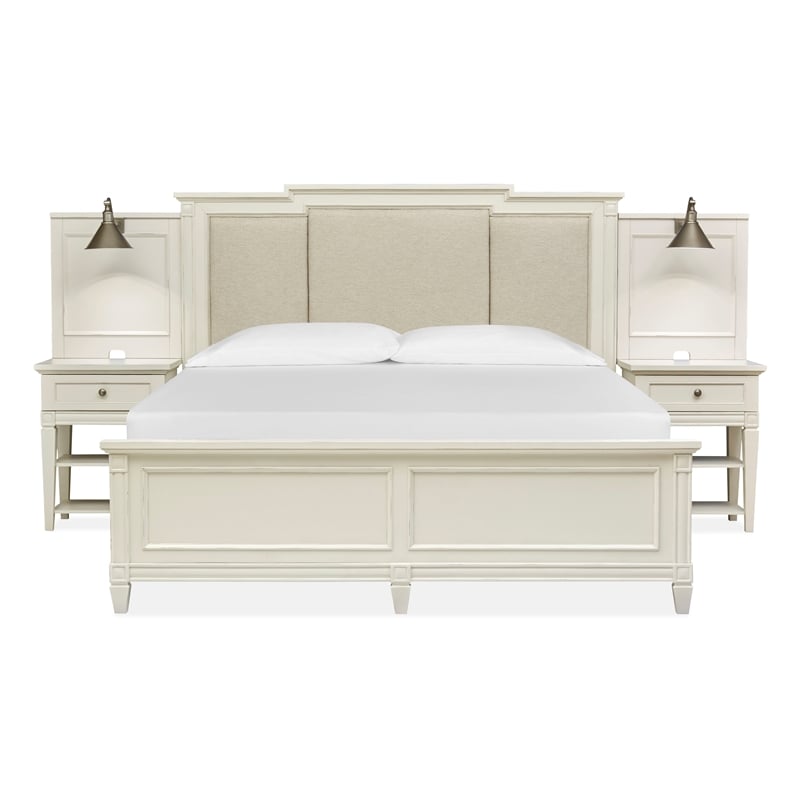 Magnussen Home Willowbrook Egg Shell White Queen Upholstered Wall Panel Bed
