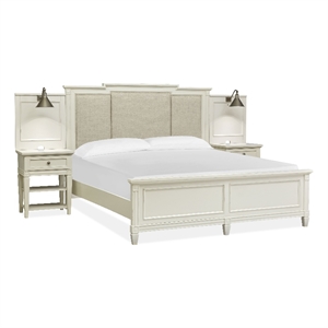 Magnussen Home Willowbrook Egg Shell White Queen Upholstered Wall Panel Bed