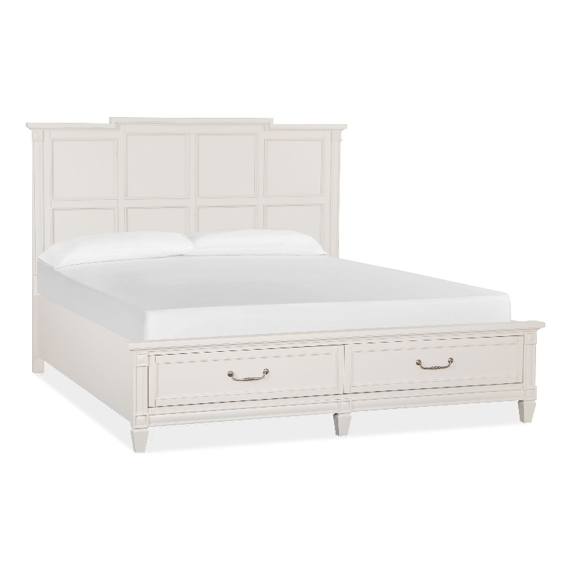 Magnussen Home Willowbrook Egg Shell White King Panel Storage Bed