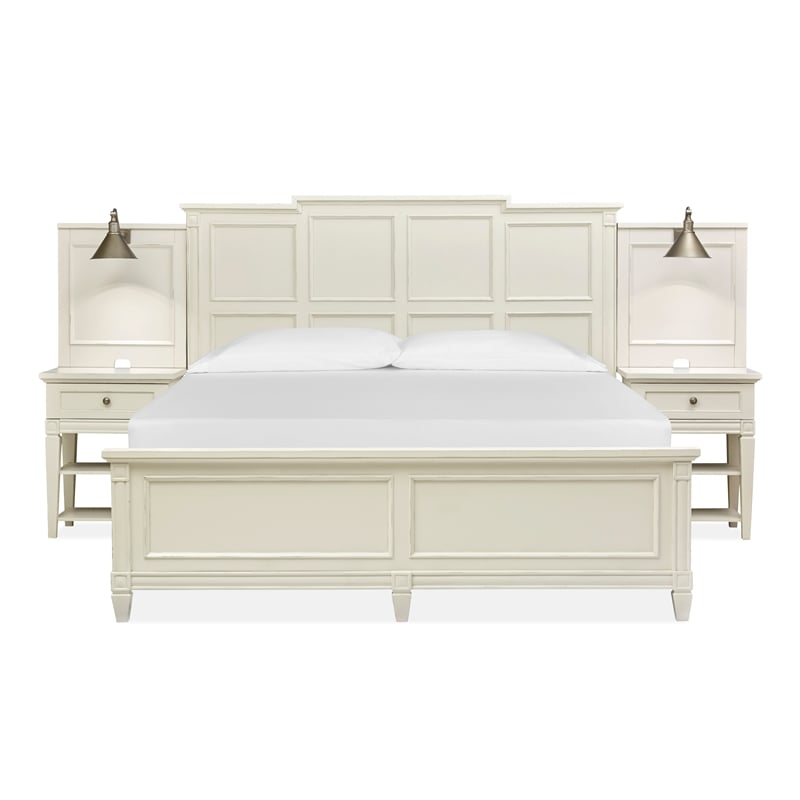 Magnussen Home Willowbrook Egg Shell White King Wall Panel Bed