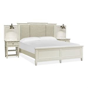 Magnussen Home Willowbrook Egg Shell White King Upholstered Wall Panel Bed