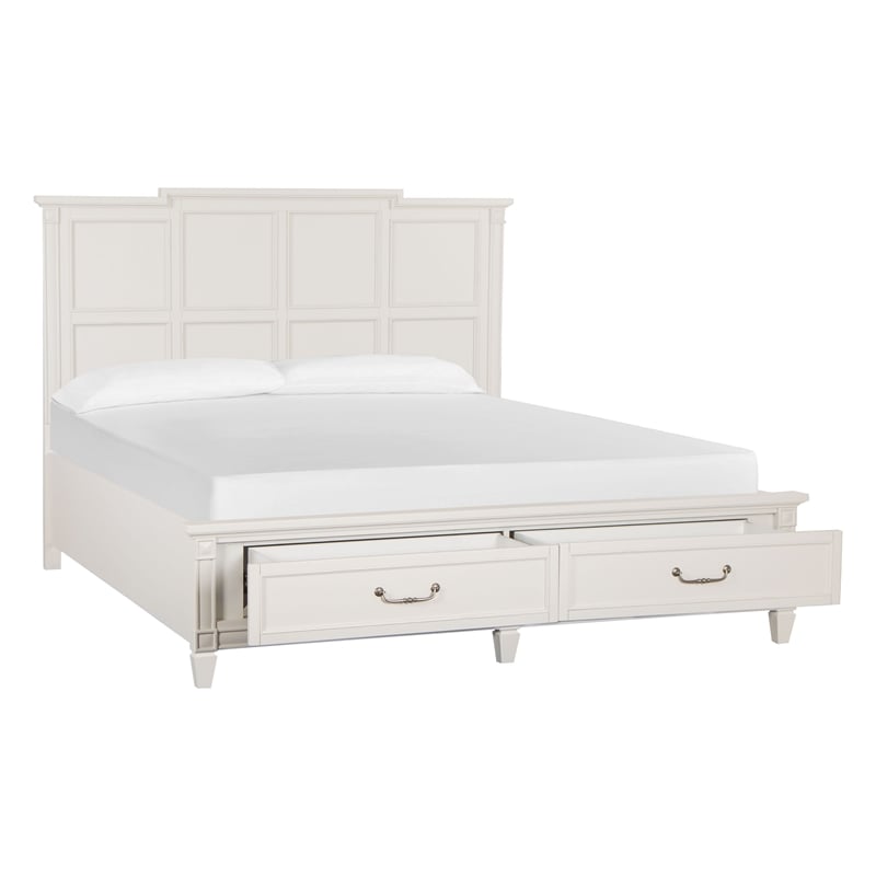 Magnussen Home Willowbrook Egg Shell White California King Panel Storage Bed