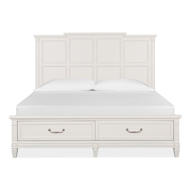 Magnussen Home Willowbrook Egg Shell White California King Panel Storage Bed