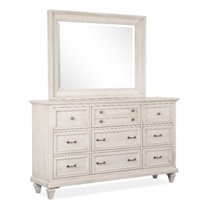 Magnussen Home Newport Alabaster Drawer Dresser With Landscape Mirror