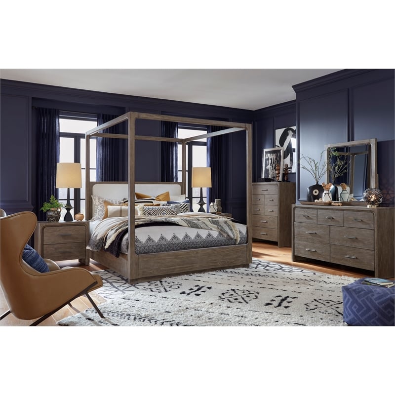 Magnussen Home Westbourne Dark Umber Queen Upholstered Poster Bed