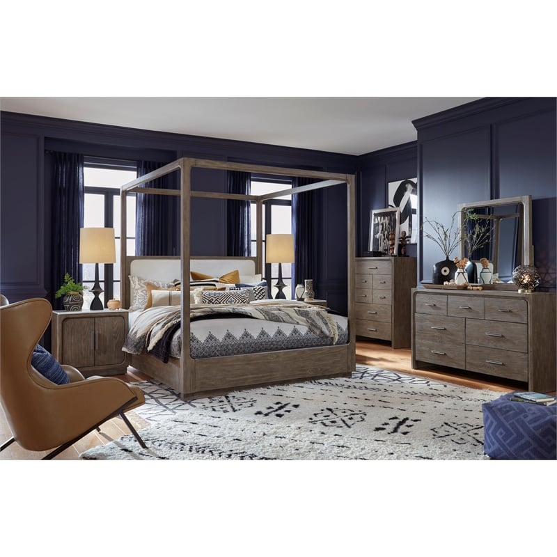 Magnussen Home Westbourne Dark Umber Queen Upholstered Poster Bed
