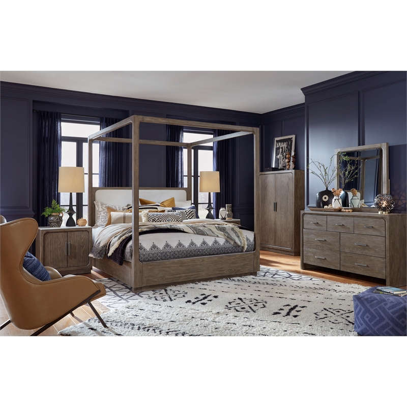 Magnussen Home Westbourne Dark Umber King Upholstered Poster Bed