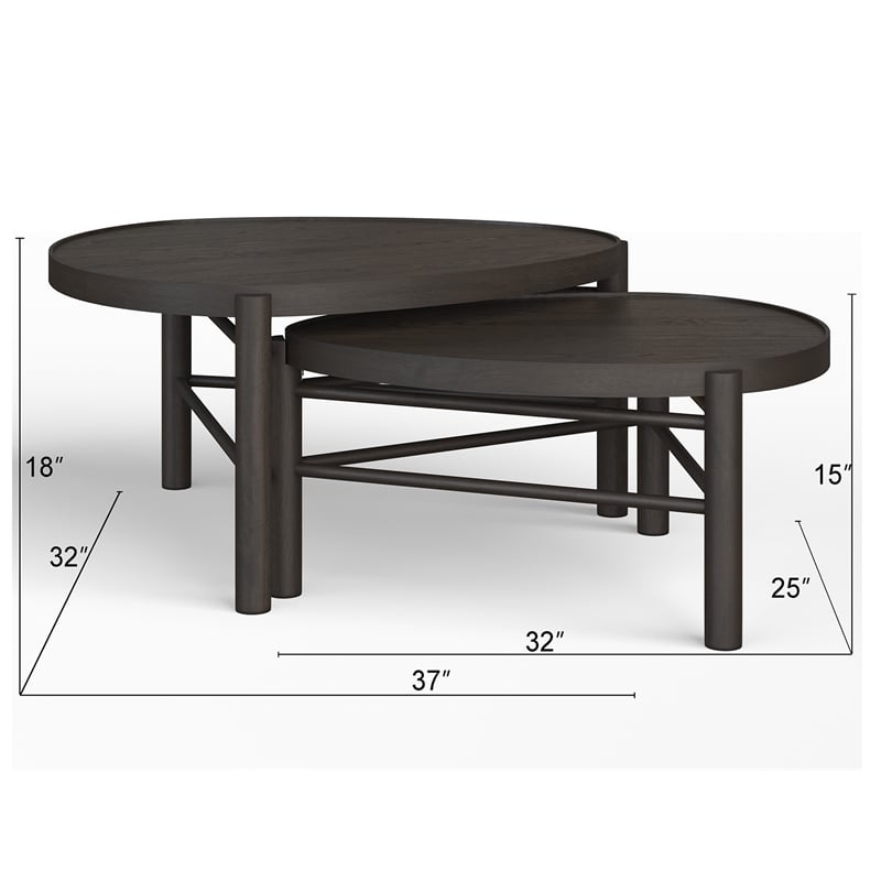 magnussen home hadleigh black coffee bean shaped nesting cocktail table