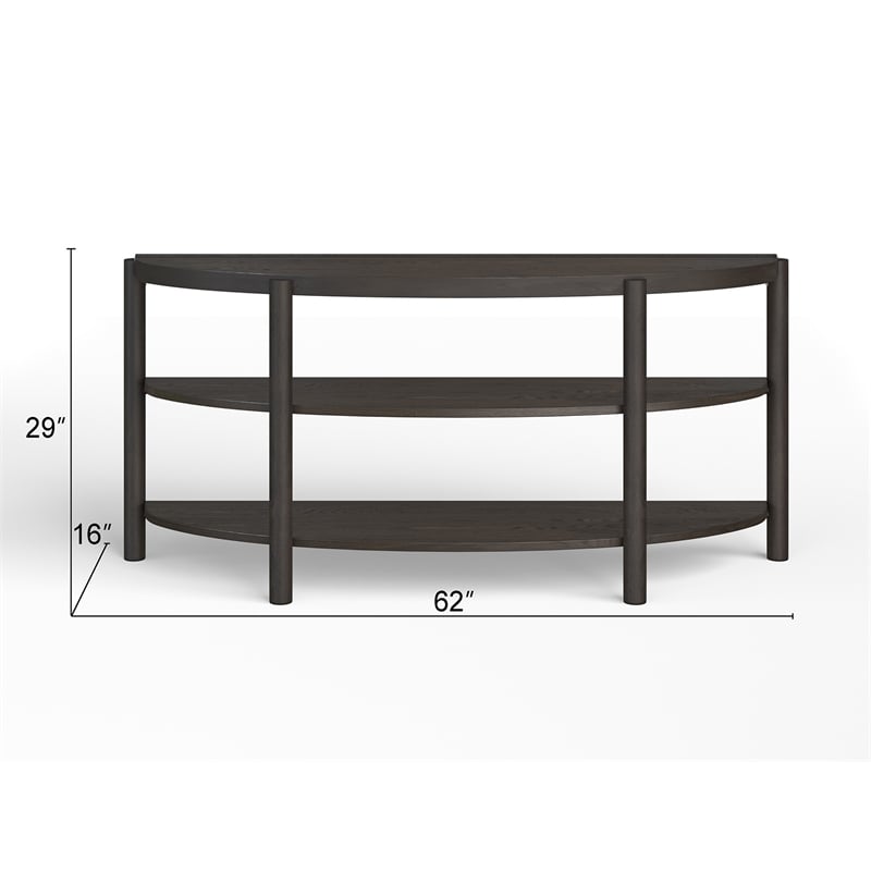 Magnussen Home Hadleigh Black Coffee Bean Demilune Sofa Table