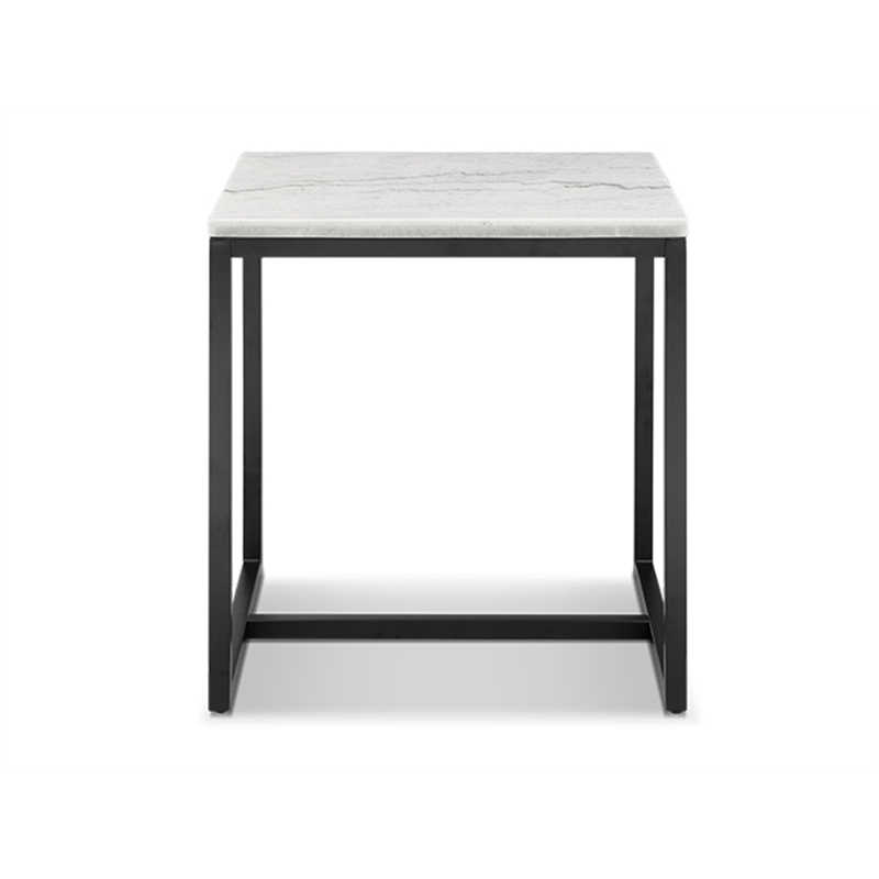 Magnussen Home Torin White Marble And Matte Black Rectangular End Table