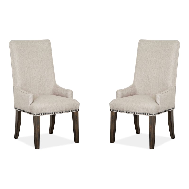 Magnussen Home Bellamy Peppercorn Upholstered Host Chair Two Pack