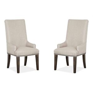 Magnussen Home Bellamy Peppercorn Upholstered Host Chair Two Pack