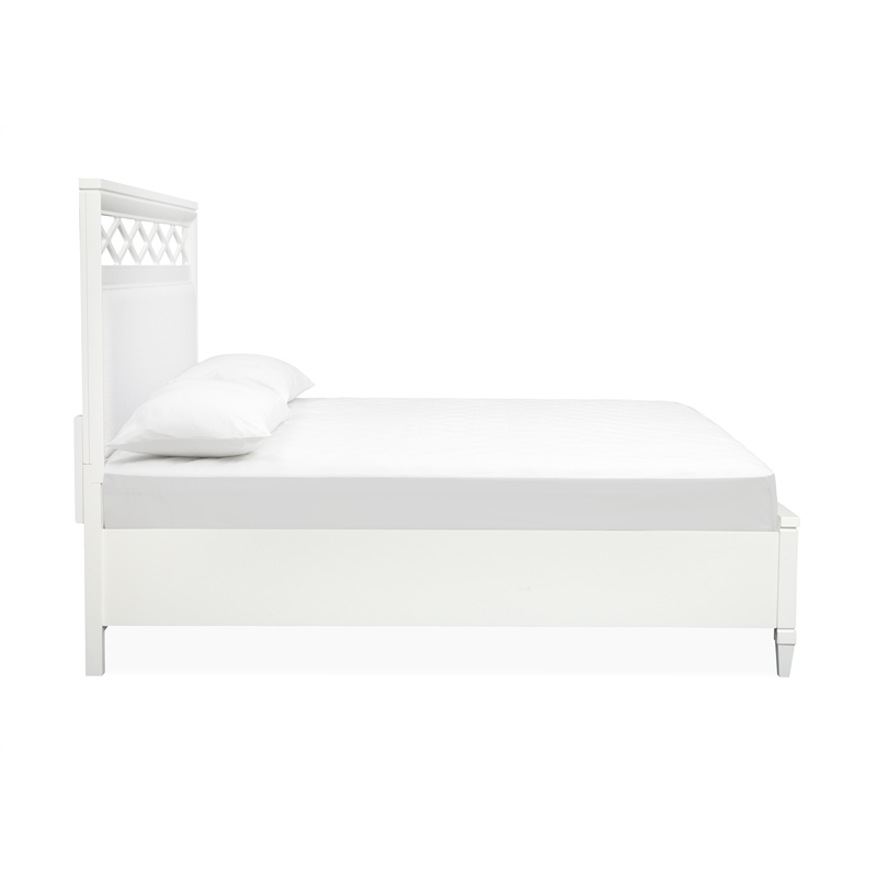 Magnussen Home Springhouse Whisper White King Upholstered Panel Storage Bed