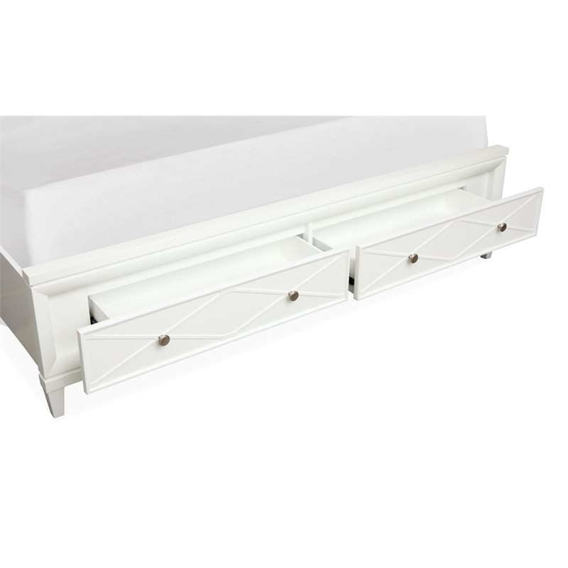 Magnussen Home Springhouse Whisper White King Upholstered Panel Storage Bed