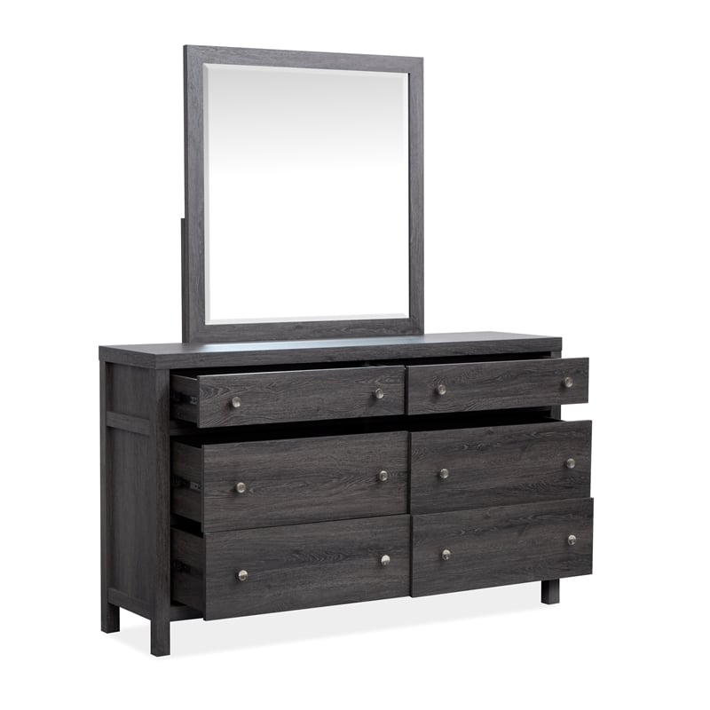Magnussen Home Merrifield Raisin Black Dresser With Portrait Mirror