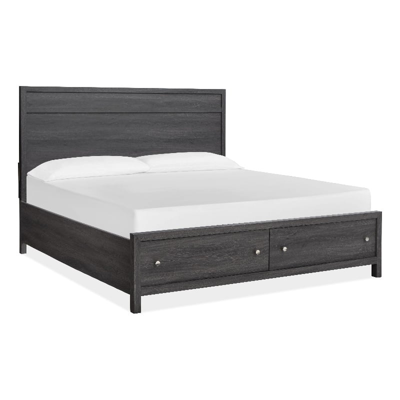 Magnussen Home Merrifield Raisin Black King Panel Storage Bed