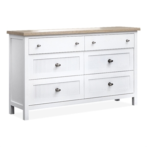 Salt Life Home Windmill Harbour White Whisp and Sand 6-Drawers Dresser