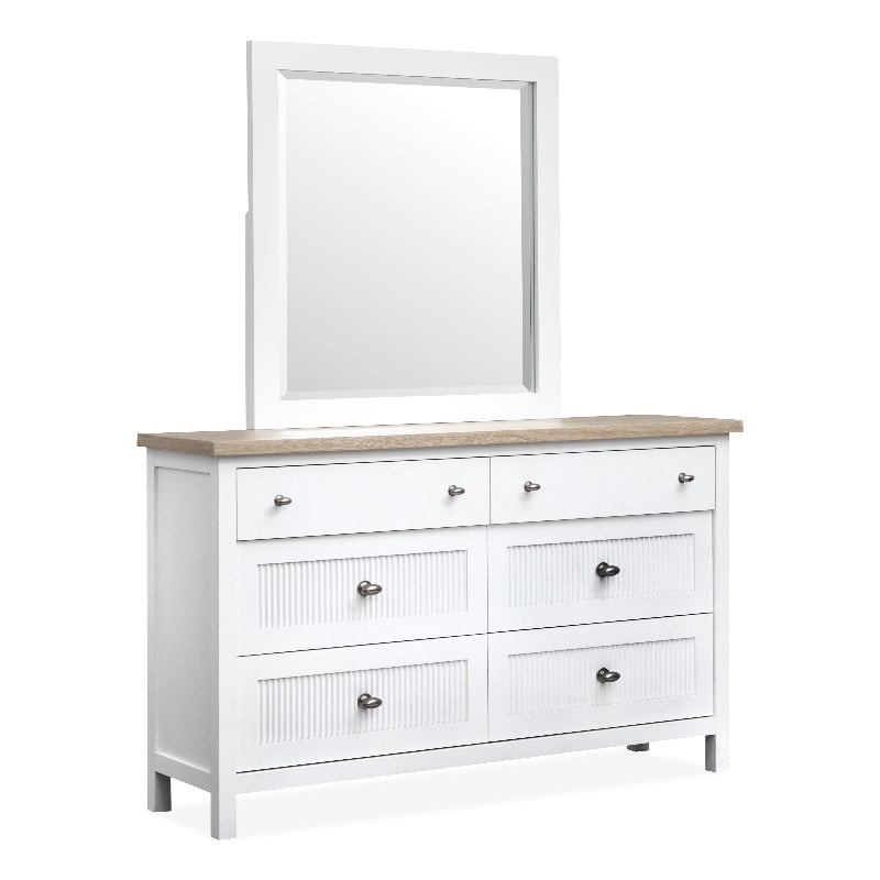 Salt Life Home Windmill Harbour Double Drawer Dresser With Portrait Mirror