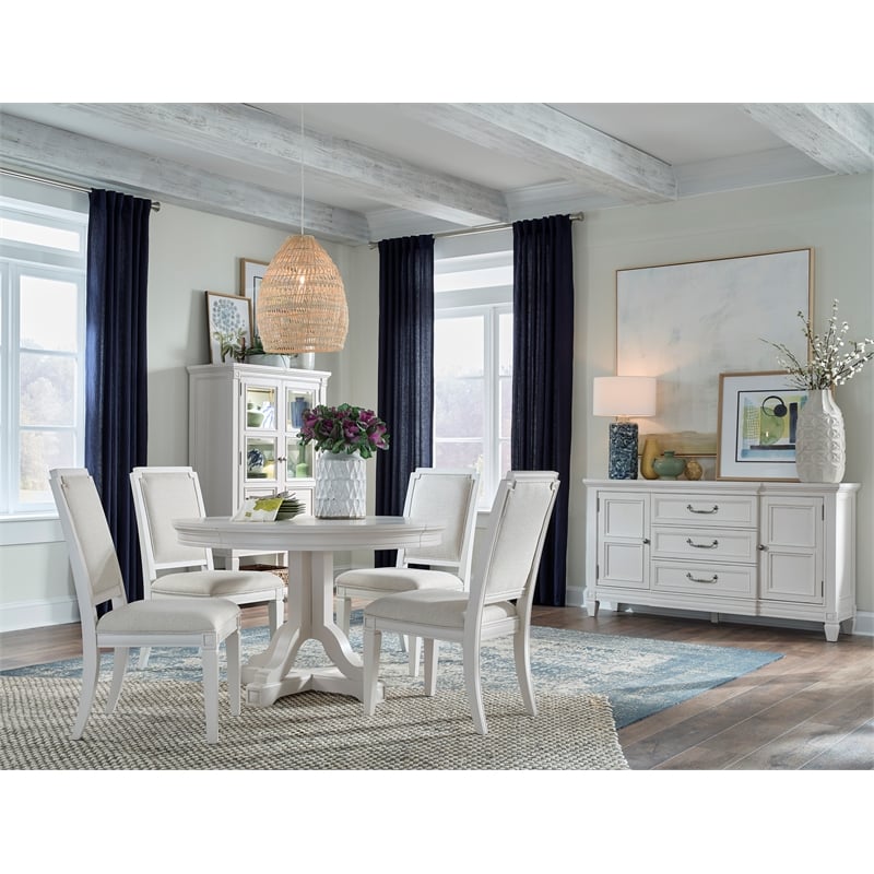 Magnussen Home Willowbrook Egg Shell White Upholstered Side Chair Two Pack