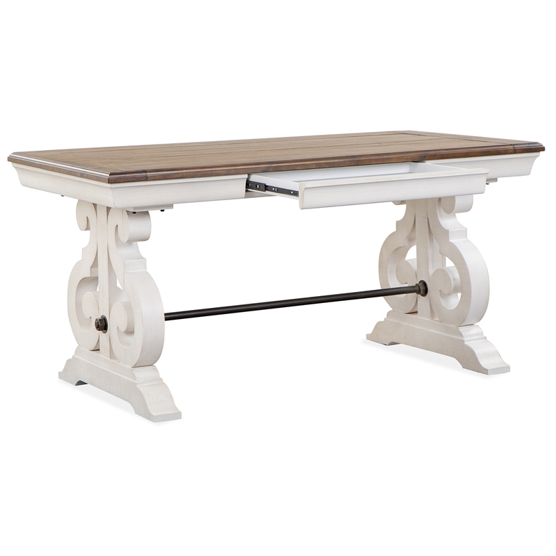 Magnussen Home Bronwyn Alabaster And Toasted Nutmeg Two Tone Writing Desk