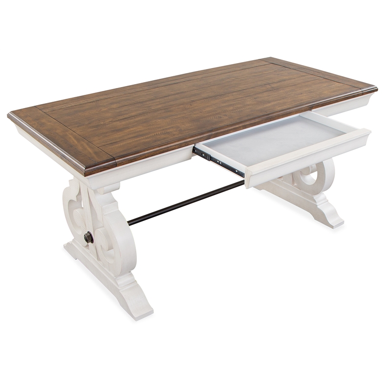 Magnussen Home Bronwyn Alabaster And Toasted Nutmeg Two Tone Writing Desk