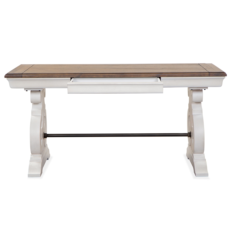 Magnussen Home Bronwyn Alabaster And Toasted Nutmeg Two Tone Writing Desk