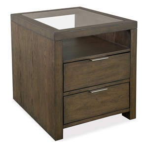 Magnussen Home Merrick Homestead Brown And Clear Glass Rectangular End Table