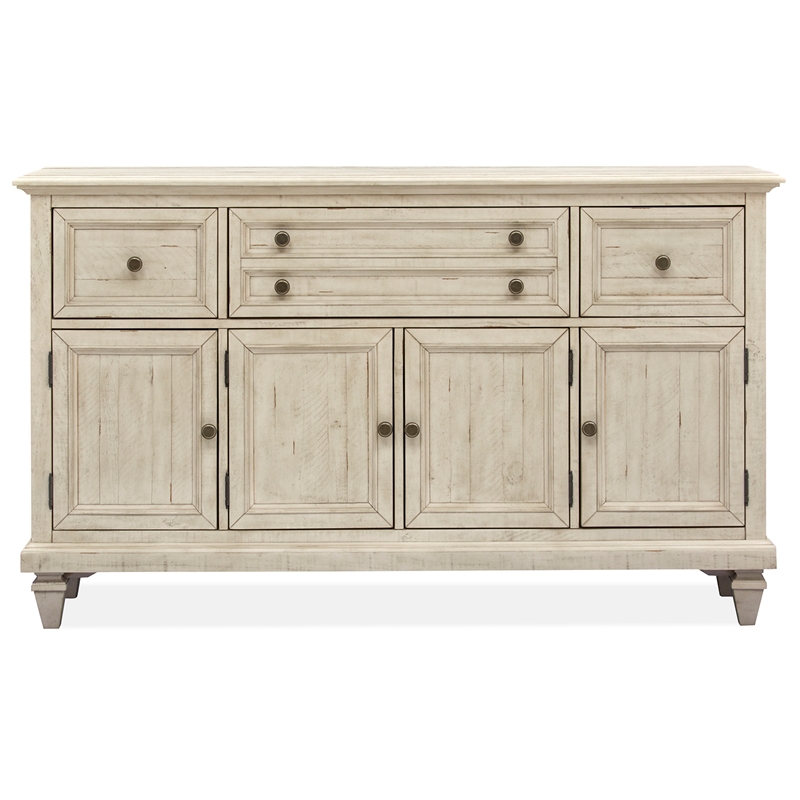 Magnussen Home Newport Solid Wood Buffet/Sideboard in Soft Alabaster Finish