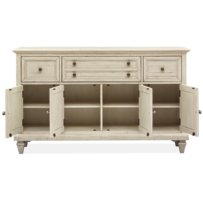 Magnussen Home Newport Solid Wood Buffet/Sideboard in Soft Alabaster Finish
