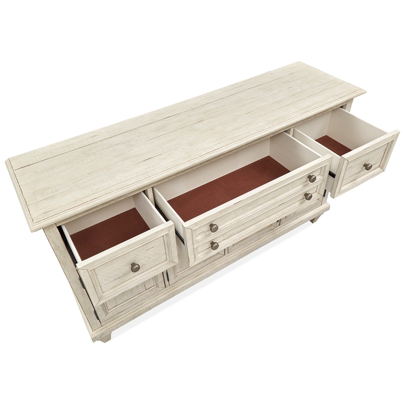 Magnussen Home Newport Solid Wood Buffet/Sideboard in Soft Alabaster Finish
