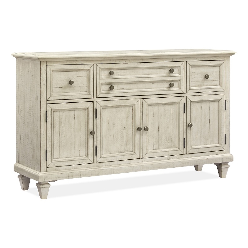 Magnussen Home Newport Solid Wood Buffet/Sideboard in Soft Alabaster Finish