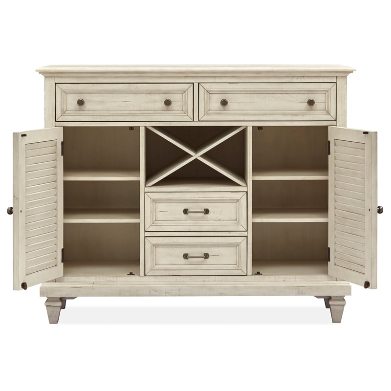Magnussen Home Newport Solid Wood Buffet/Sideboard in Soft Alabaster Finish